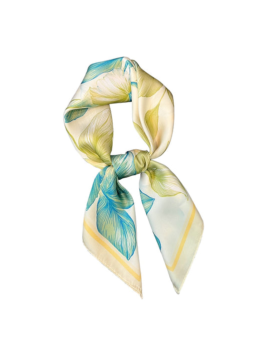 Scarvii - Floral Print Decorative Neck Square Scarf