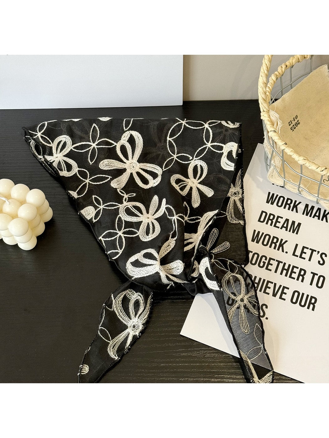 Scarvii - Bow Embroidered Fashion Triangle Bandana
