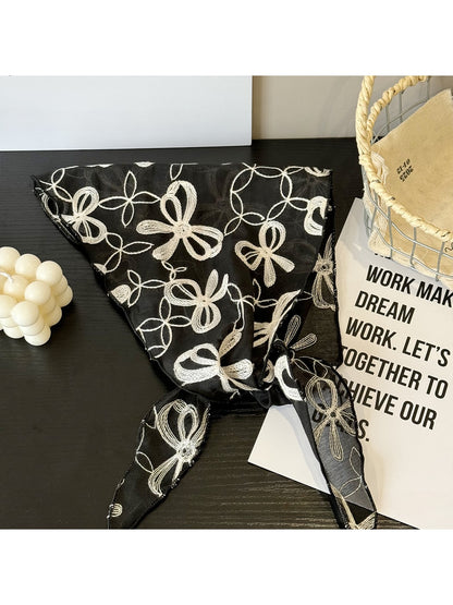 Scarvii - Bow Embroidered Fashion Triangle Bandana