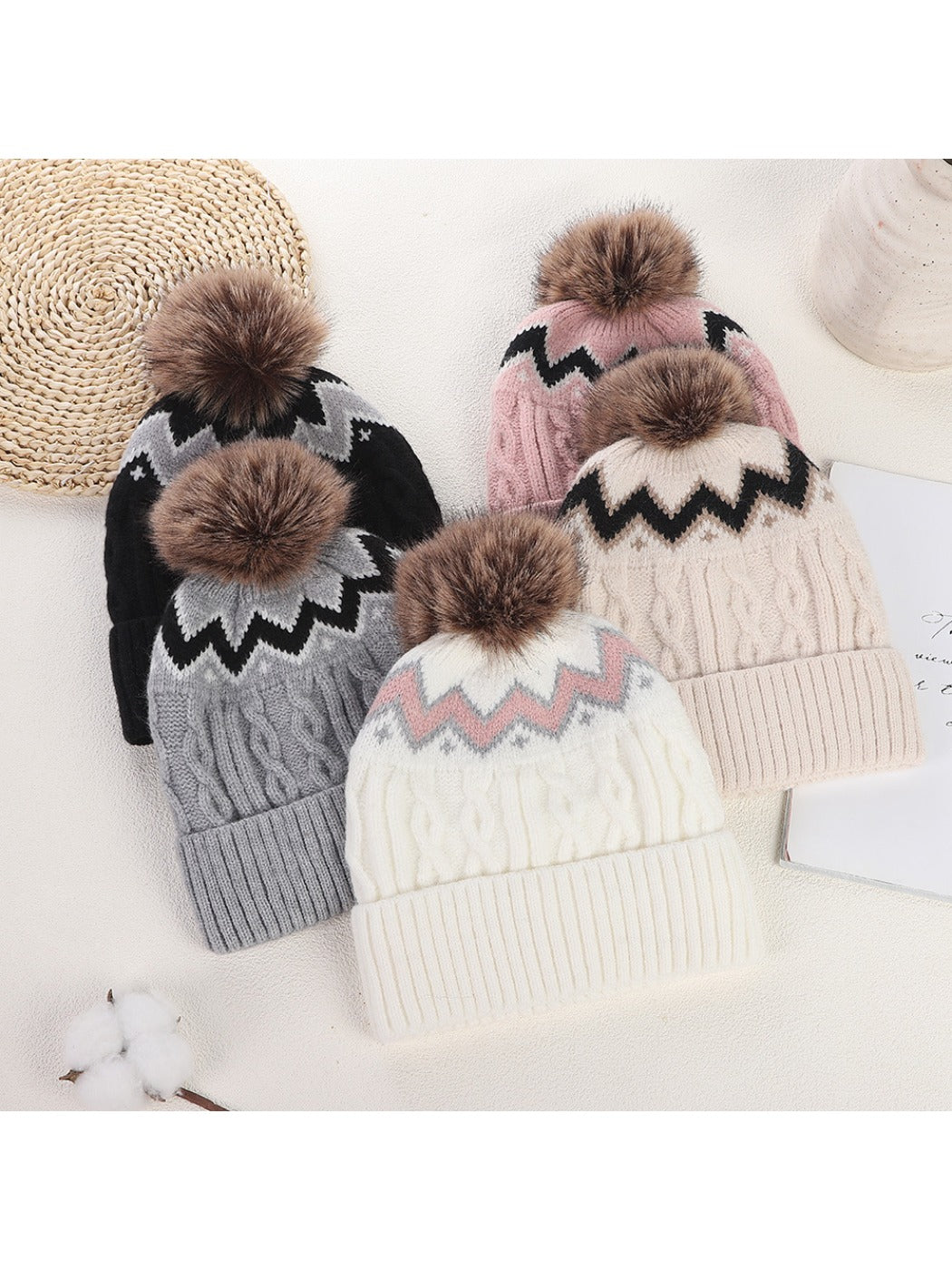 Haila - Winter Thick Knitted Beanie with Pom