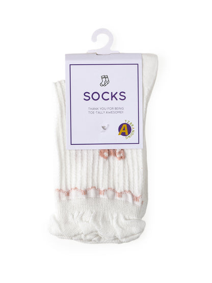Rufia - White Rolled Edge Socks for Women