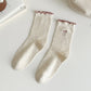 Rufia - Embroidered Bow Mid-Calf Socks