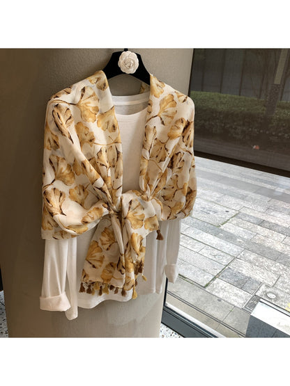 Scarvii - Elegant Botanical Print Shawl Scarf