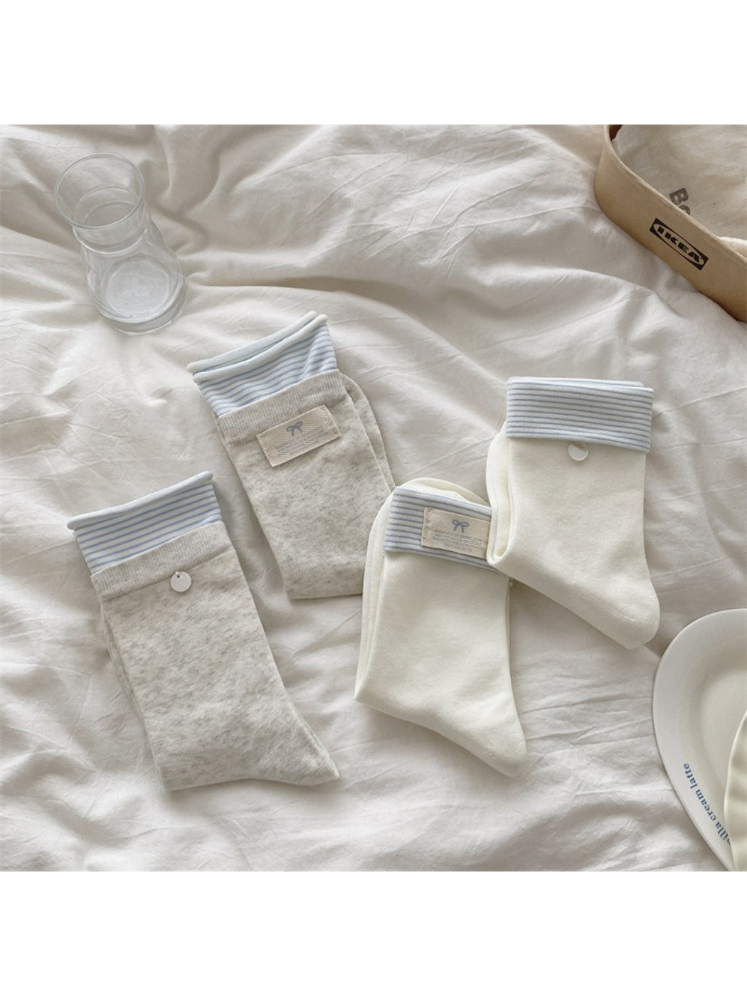 Rufia - Stripe Cuff Foldover Crew Socks