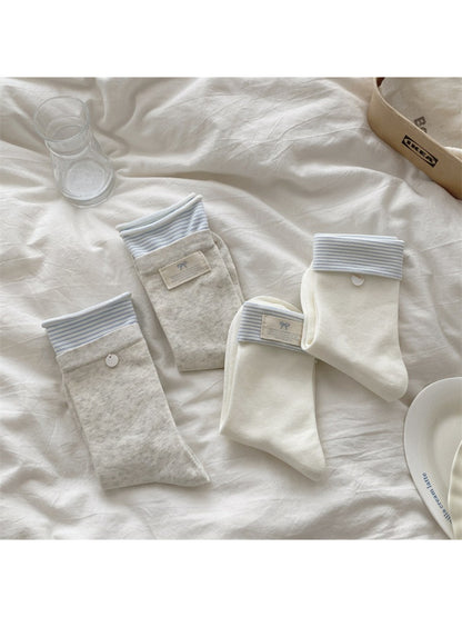Rufia - Stripe Cuff Foldover Crew Socks