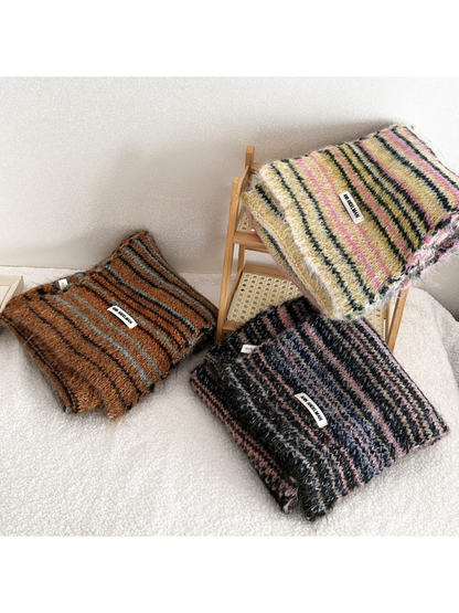 Scarvii - Fair Isle Stripe Textured Knit Scarf