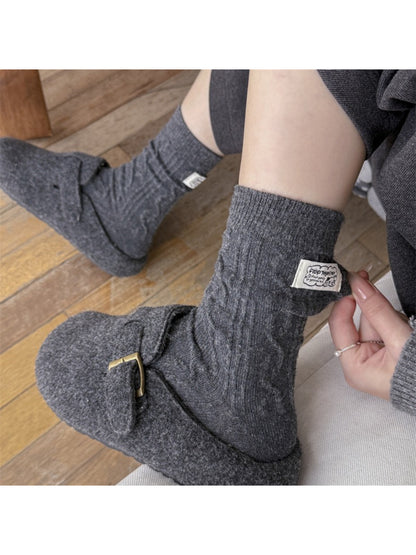 Rufia - Cozy Grey Pattern Crew Socks product image 7