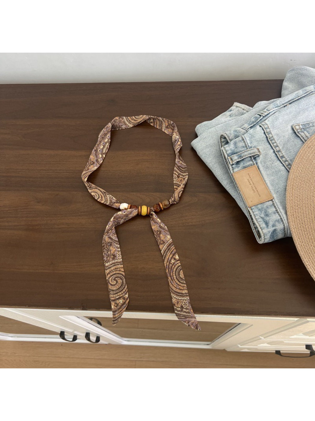 Scarvii Decorative Beaded Skinny Scarf