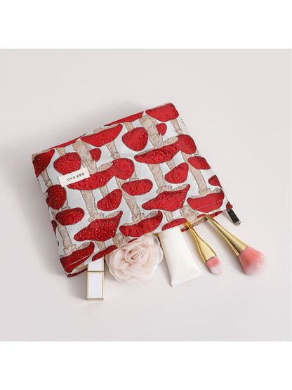 Cosbai - Floral Mushroom Zippered Cosmetic Bag