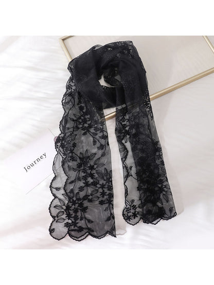 Scarvii - Floral Embroidered Decorative Long Scarf