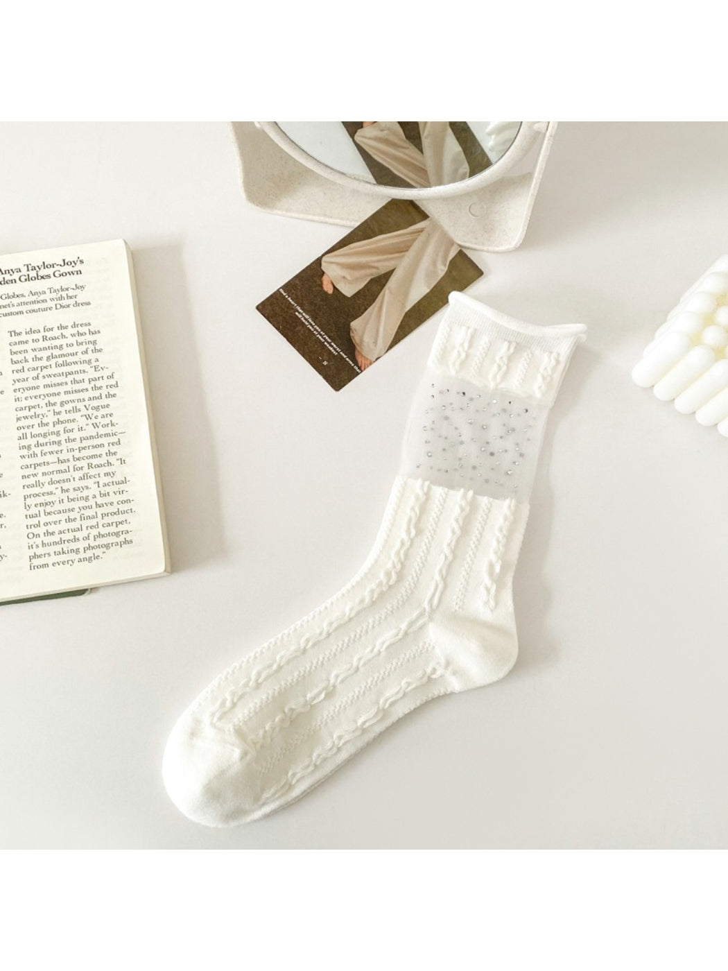 Rufia - Mesh White Mid-Calf Socks product image 1