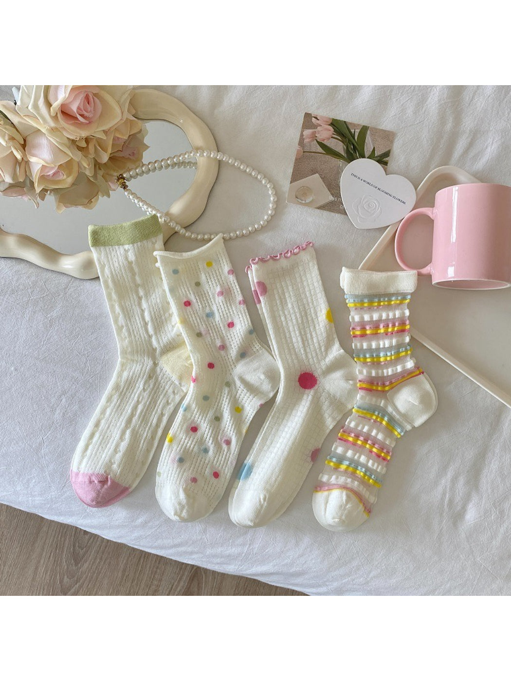 Rufia - Pastel Texture Mix Crew Socks