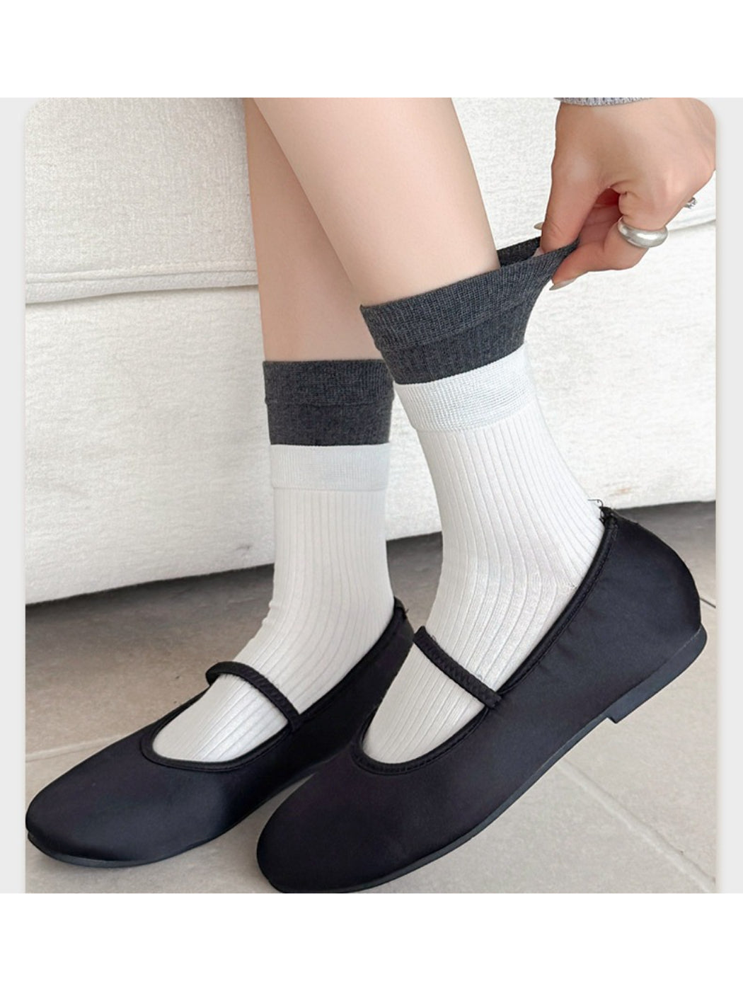 Rufia - Color Block Knit Crew Socks