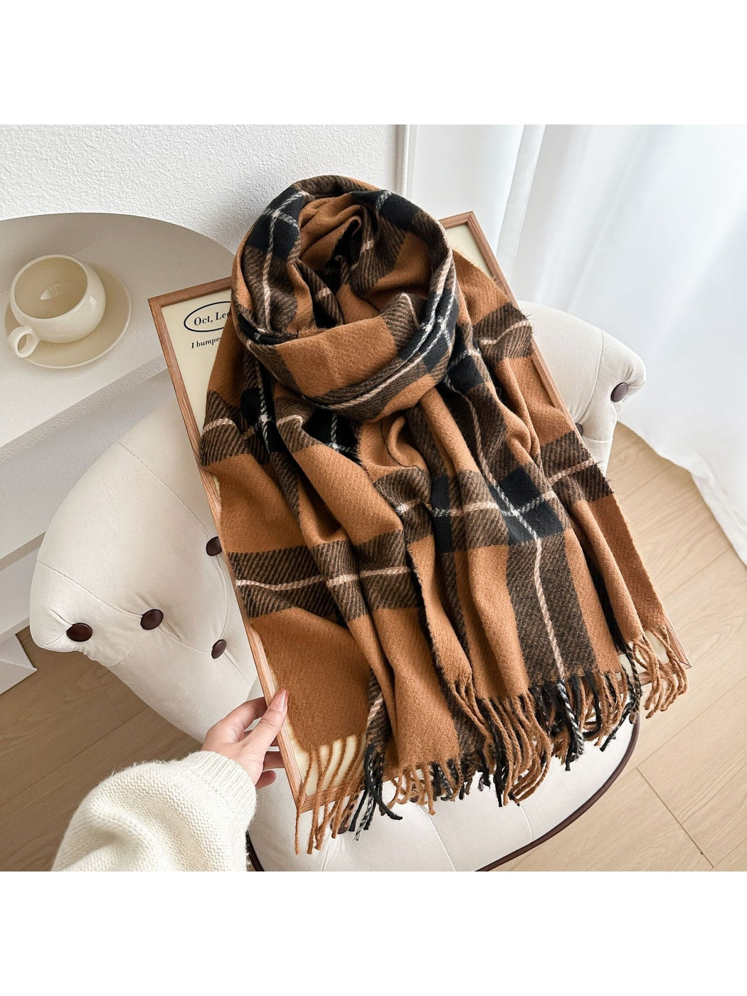 Scarvii - Classic Plaid Tassel Winter Wrap Scarf