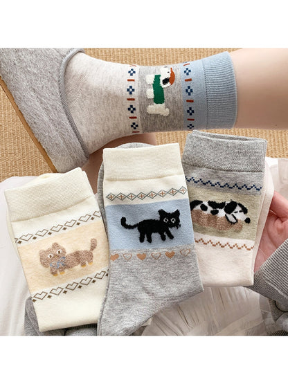 Rufia - Cartoon Animal Pattern Women's Crew Socks