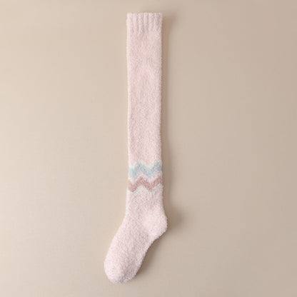 Rufia - Wavy Pattern Coral Fleece Long Socks