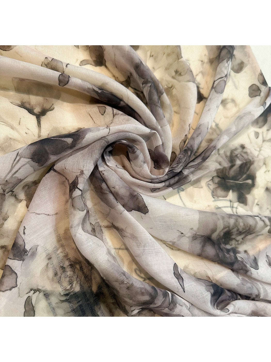 Scarvii - Watercolor Floral Lace Trim Scarf