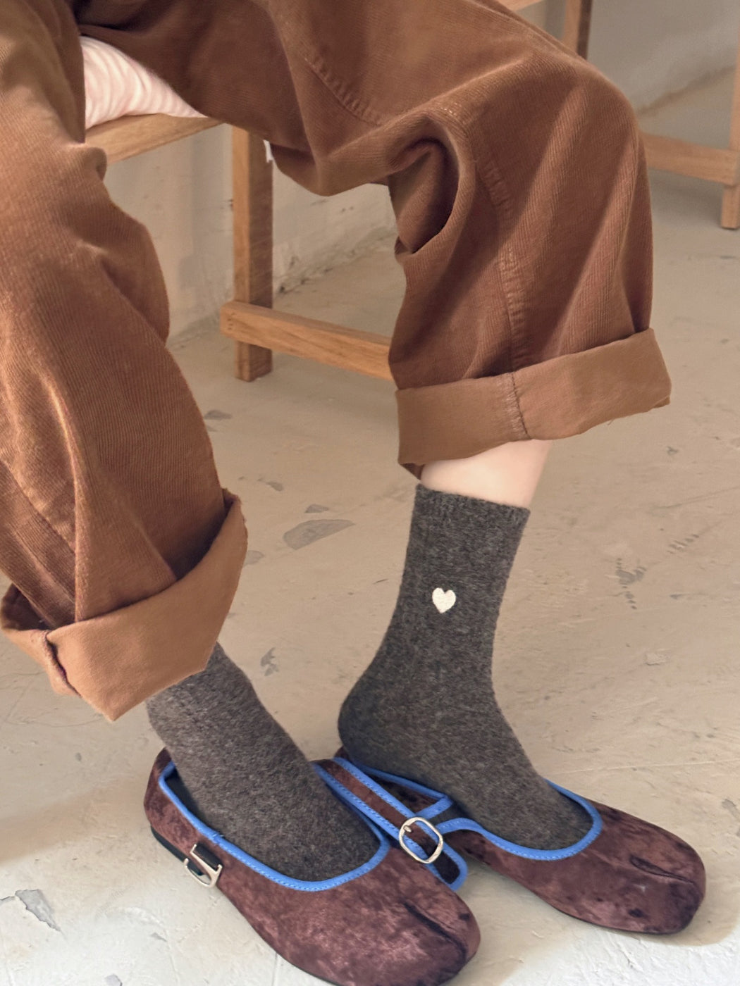 Rufia – Heart Detail Ribbed Crew Socks