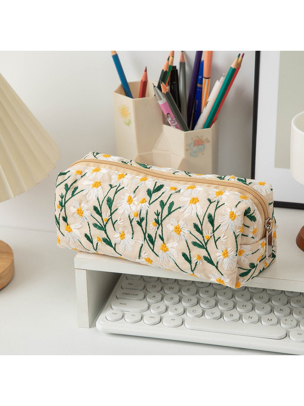 Cosbai - Elegant Floral Embroidery Cosmetic Organizer Bag
