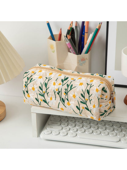 Cosbai - Elegant Floral Embroidery Cosmetic Organizer Bag