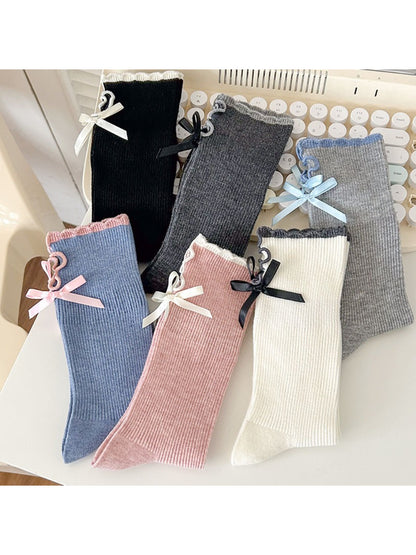 Rufia - Ribbed Bow Detail Crew Socks product image 1