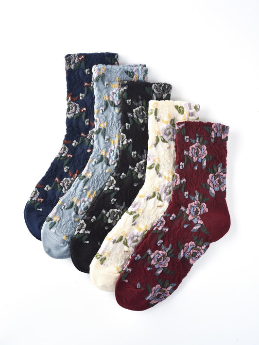 Rufia – Capsule Rose Motif Crew Socks