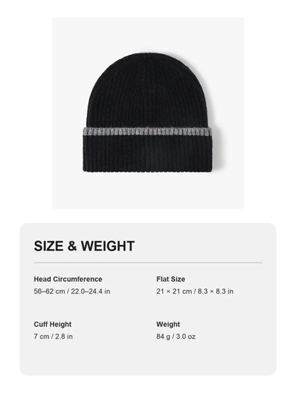 Haila - Contrast Stripe Ribbed Cuffed Knit Beanie