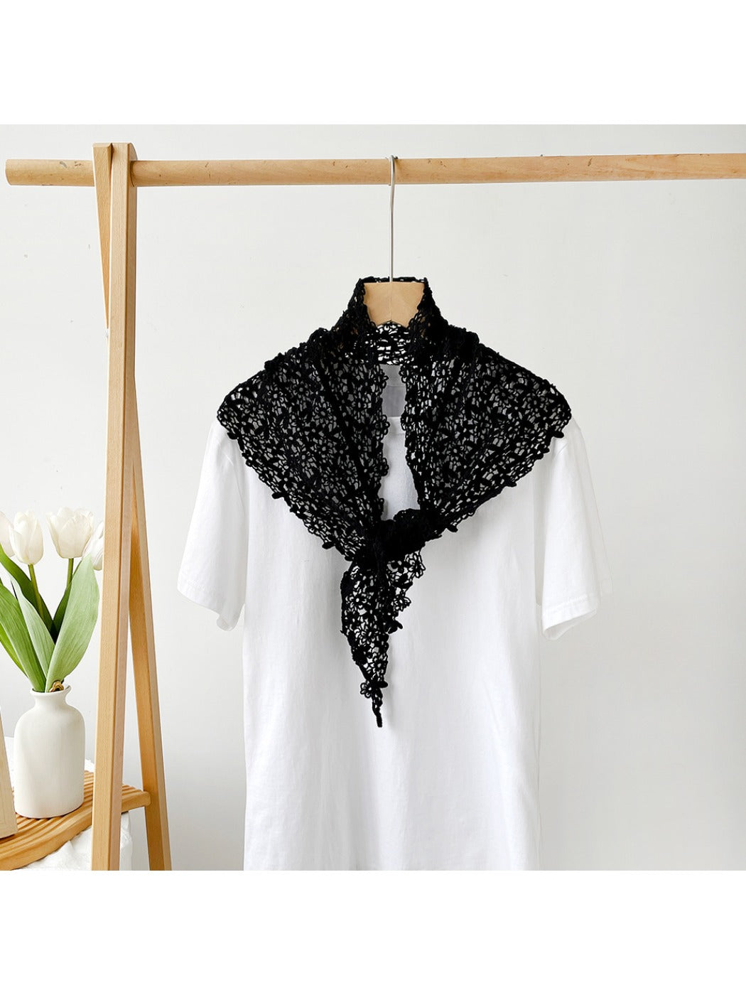 Scarvii - Solid Color Openwork Women's Triangle Scarf