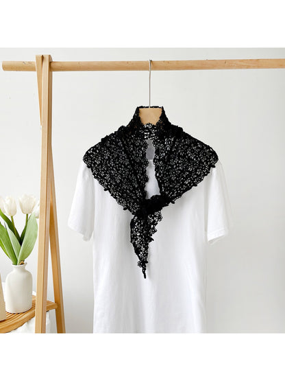 Scarvii - Solid Color Openwork Women's Triangle Scarf