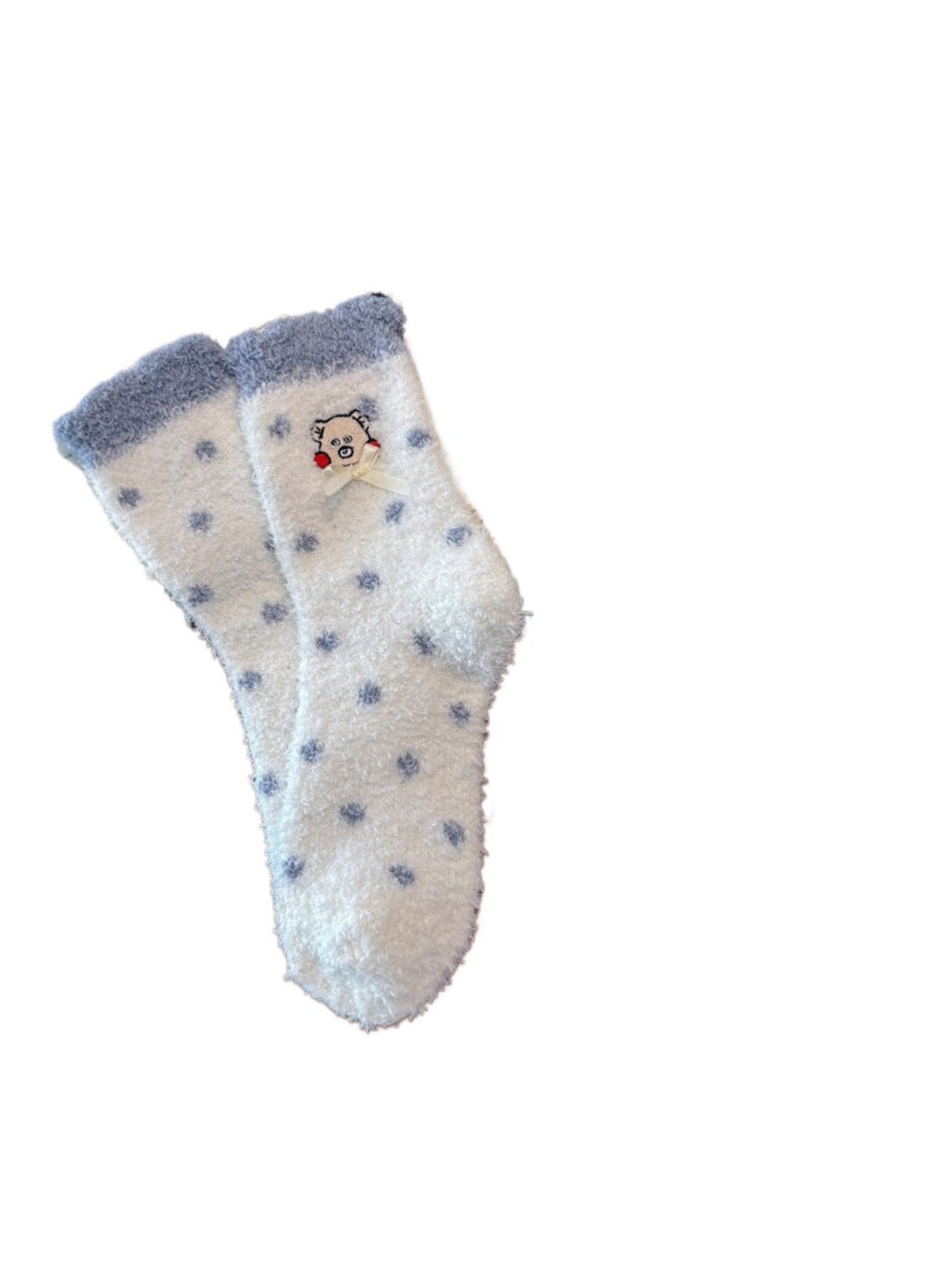 Rufia - Embroidered Cartoon Face & Ribbon Bow Crew Socks