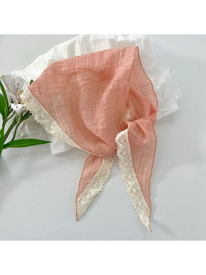Scarvii - Lace Trim Plain Triangle Bandana