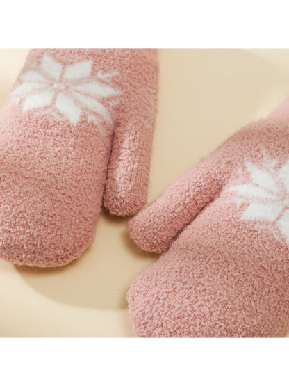 Gloving - Snowflake Fluffy Knit Women's Mittens