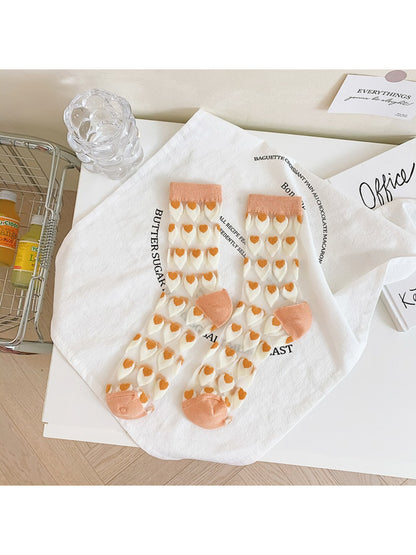 Rufia - Hearts and Lattice Crew Sheer Socks
