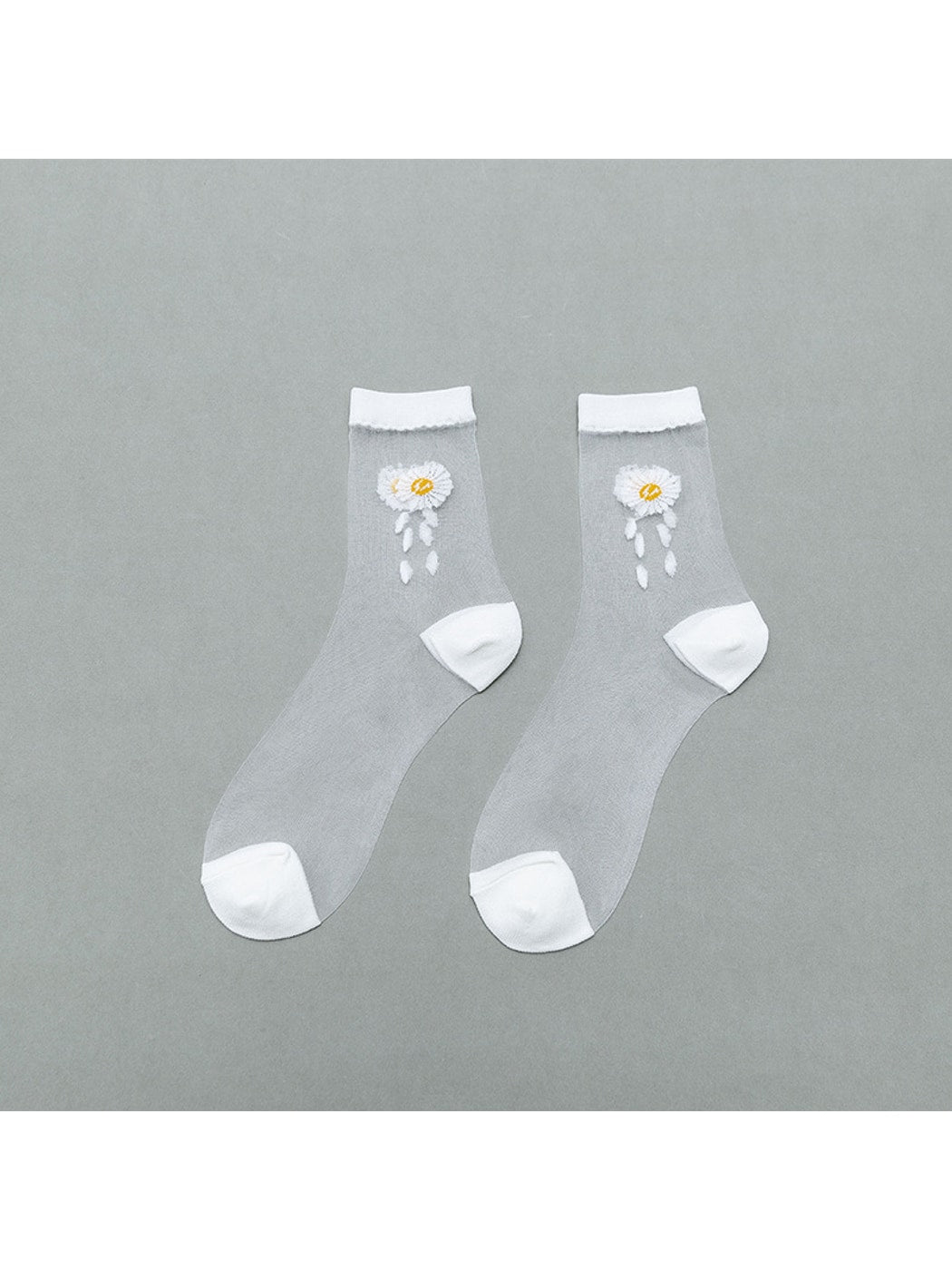 Rufia - Sheer Daisy Pattern Mesh Crew Socks