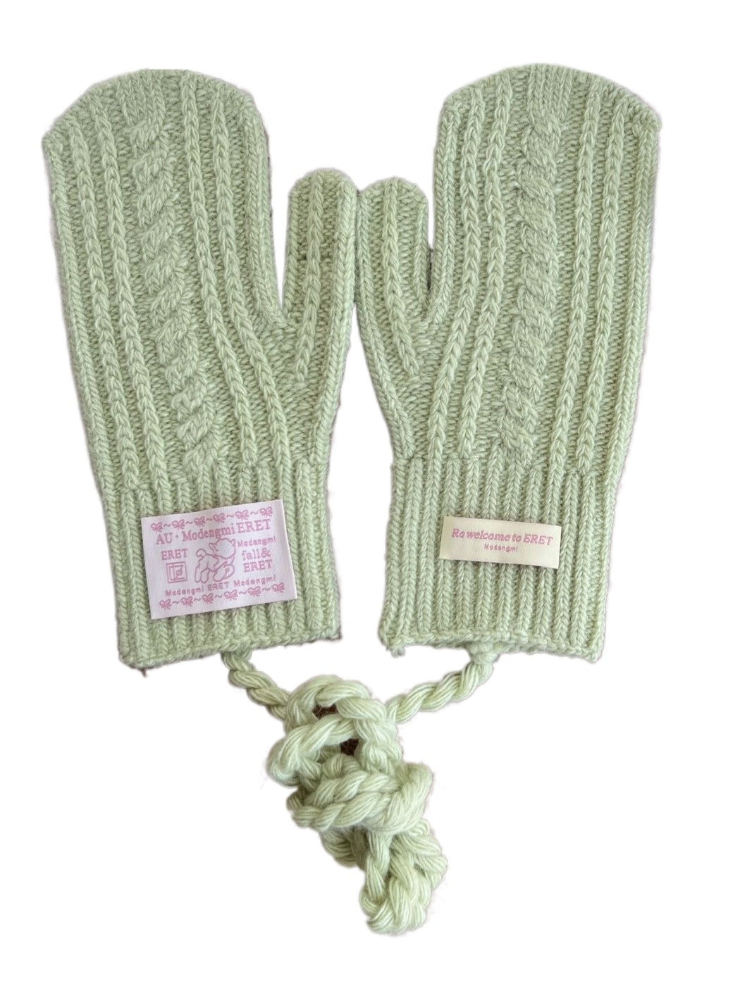 Gloving - Full-Cover Knitted Gloves With Lanyard