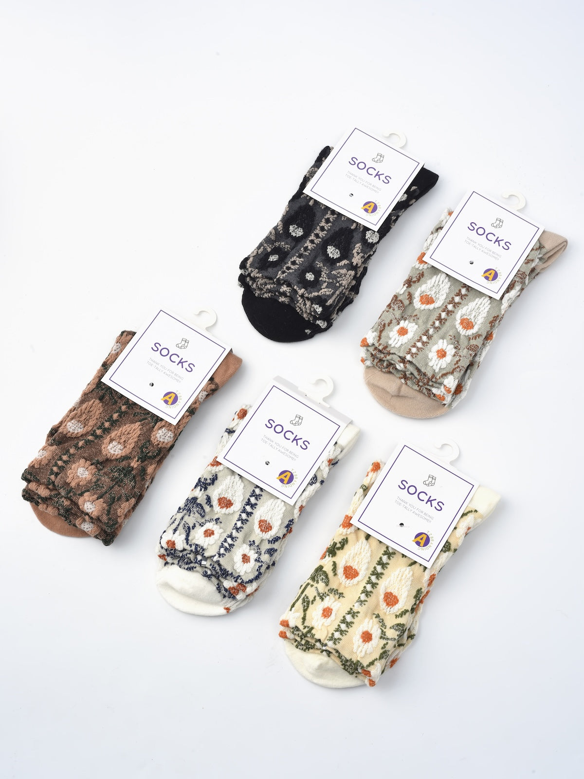 Rufia - Vintage Embossed Floral Socks