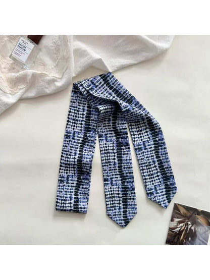 Scarvii - Blue Tie Dye Pattern Skinny textile accessory detail view 7