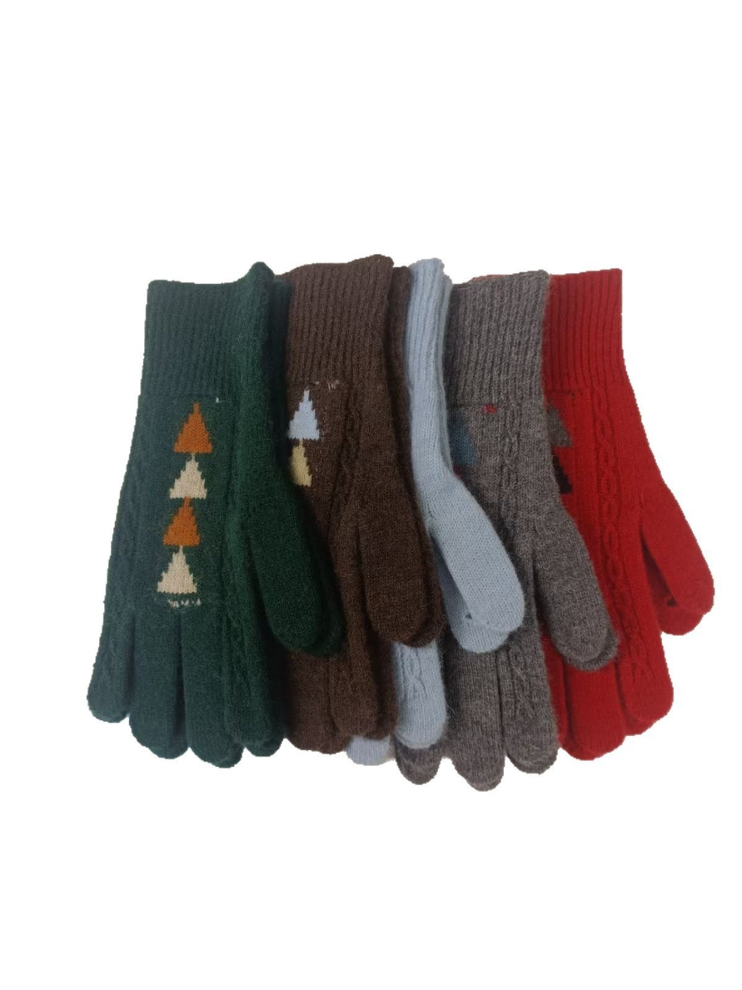 Gloving - Knit Tree Motif Winter Gloves