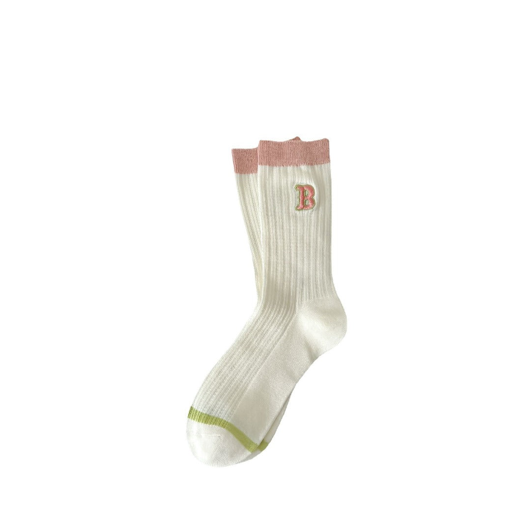Rufia - Striped Crew Mid-calf Socks - Cute & Sweet