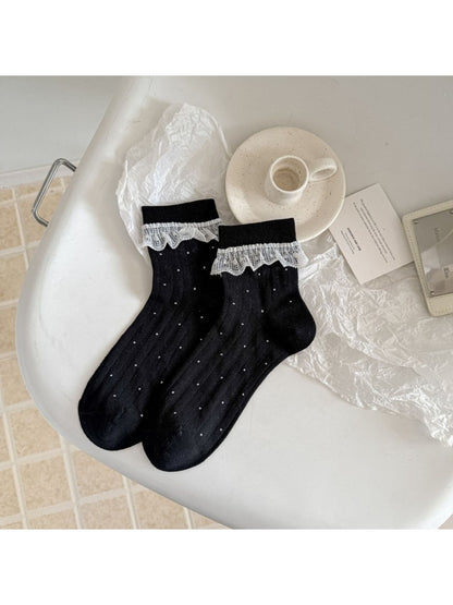 Rufia - Women's Polka Dot Lace Trim Socks