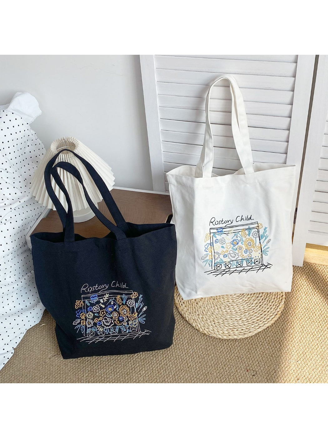 Close-up of vibrant floral design on Cosbai tote bag fabric