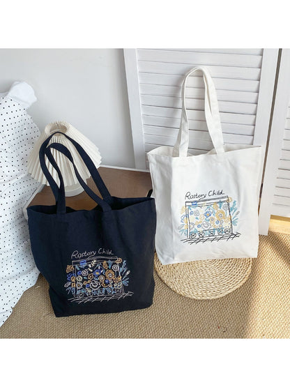 Close-up of vibrant floral design on Cosbai tote bag fabric