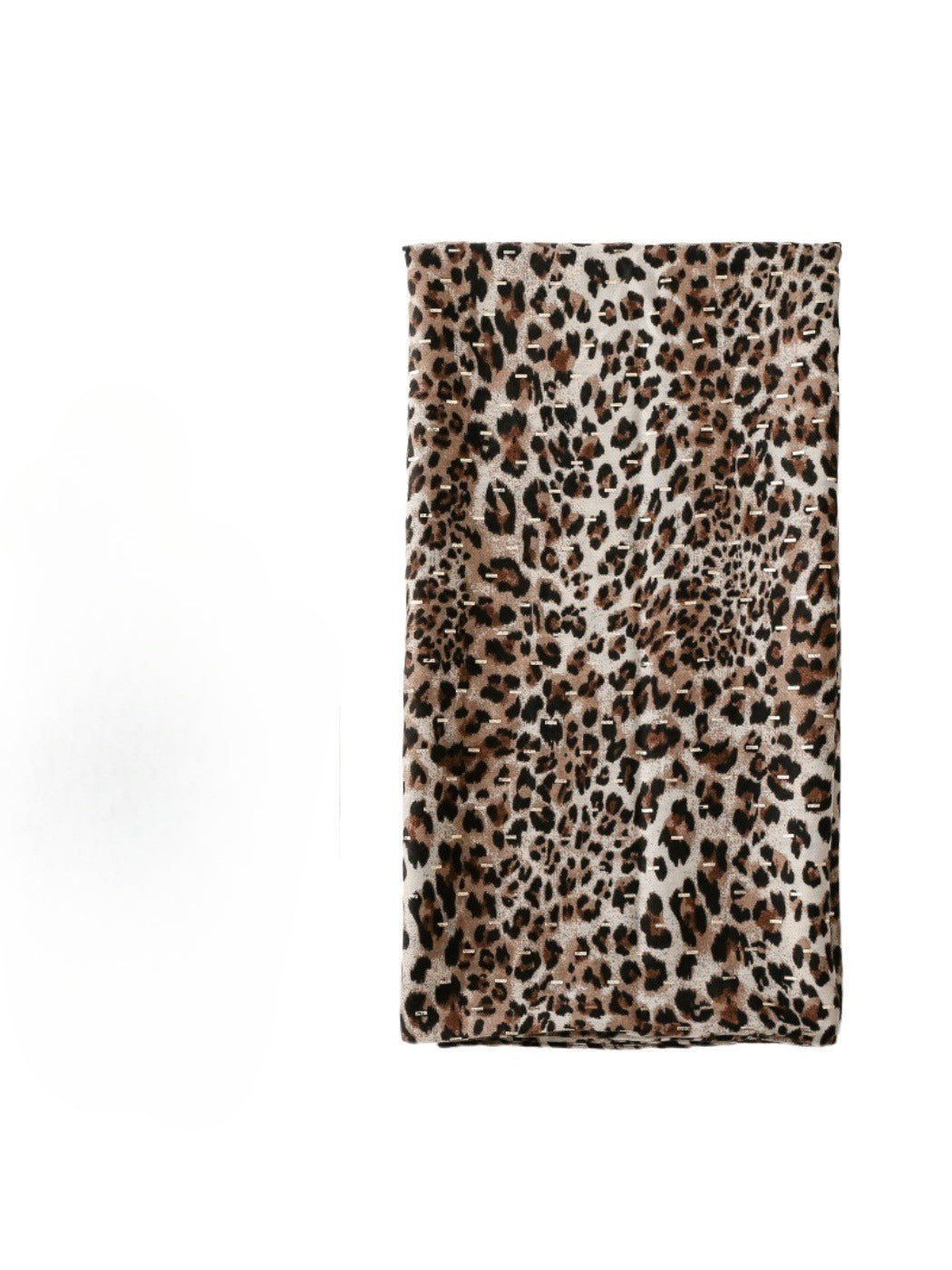 Close-up of Scarvii leopard pattern scarf fabric showing texture and colors