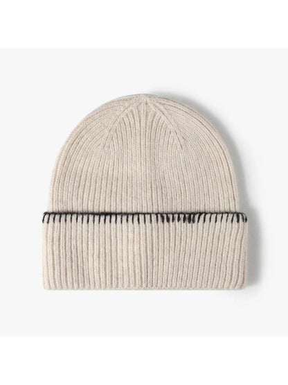 Haila - Contrast-Stitch Cuffed Knit Beanie