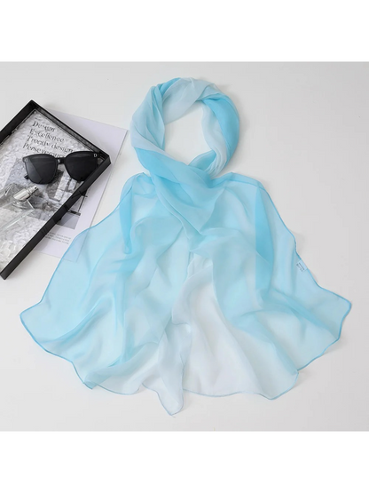 Scarvii - Gradient Color Block Sheer Scarf