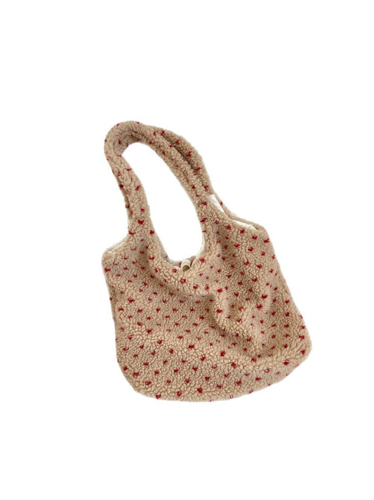 Cosbai – Plush Heart Tote Shoulder Bag