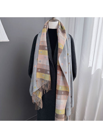 Scarvii - Reversible Soft Check Polka Scarf