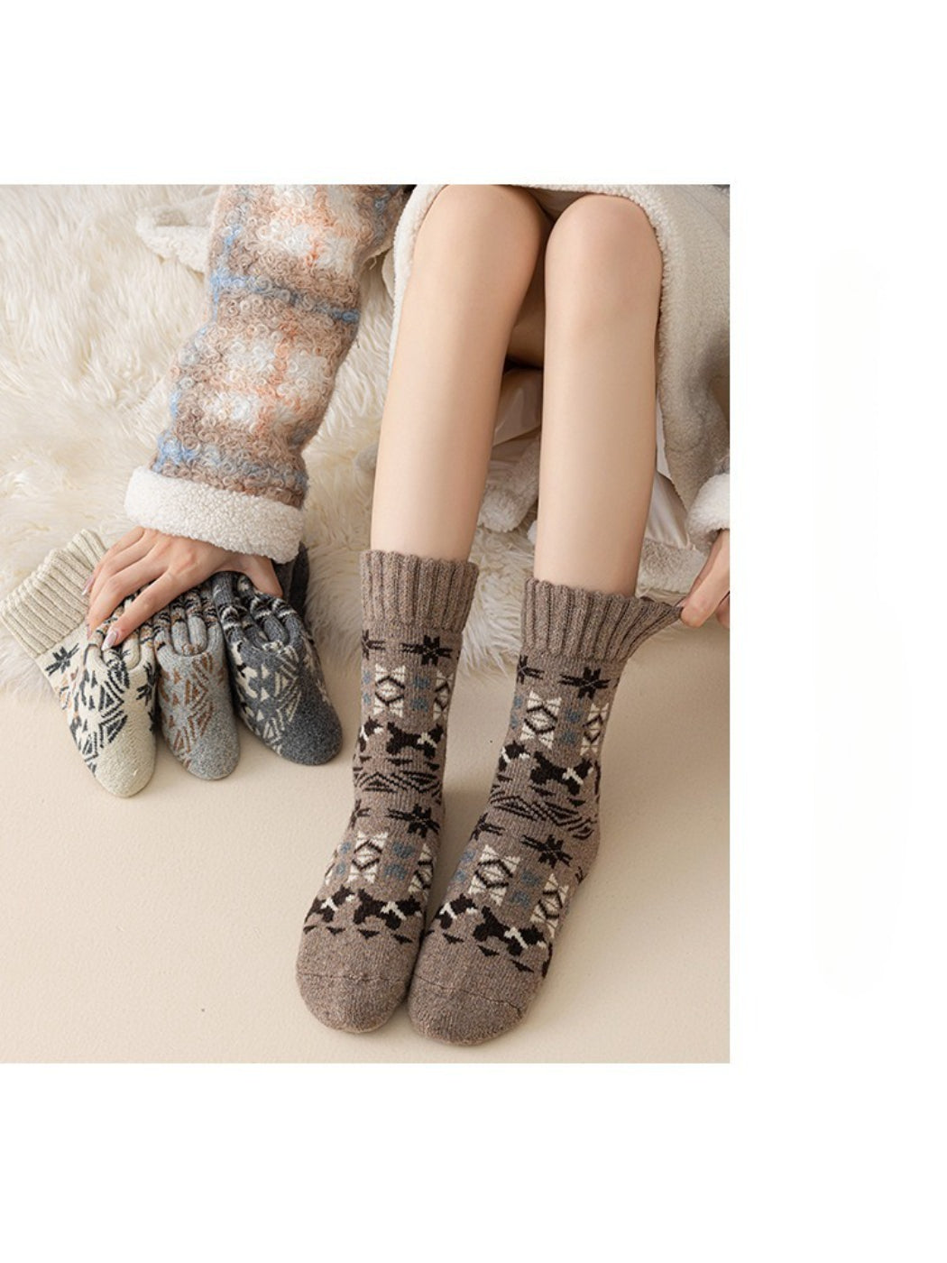 Rufia - Nordic Pattern Winter Crew Socks