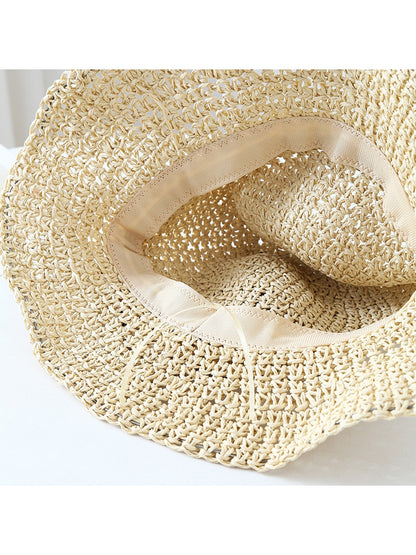 Haila - Polka Dot Bow Round Crown Women's Sun Hat