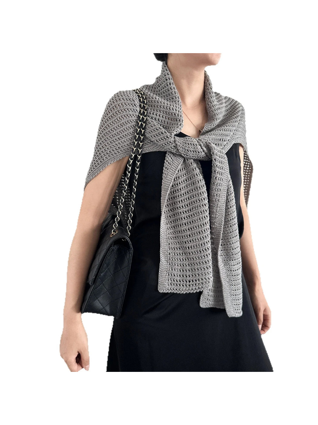 Scarvii - Open Knit Shoulder Wrap Scarf